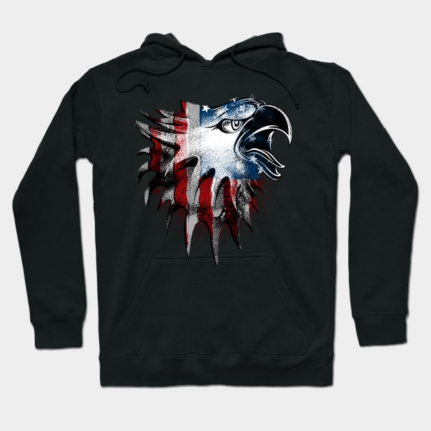 American Bald Eagle Patriotic USA Flag Hoodie by Evoke Collective